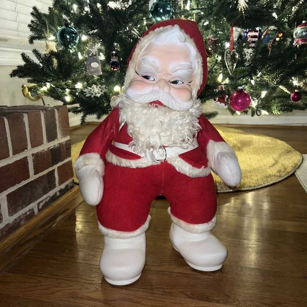 Vintage Rushton Co. Santa Claus Plush Doll Rubber Face‎ White Boots 20